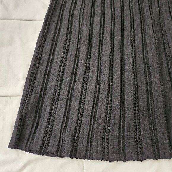 Icicle Midi Skirt Womens 4 Black Pleated Wool Knit A-Line Elastic Waist - Picture 7 of 9